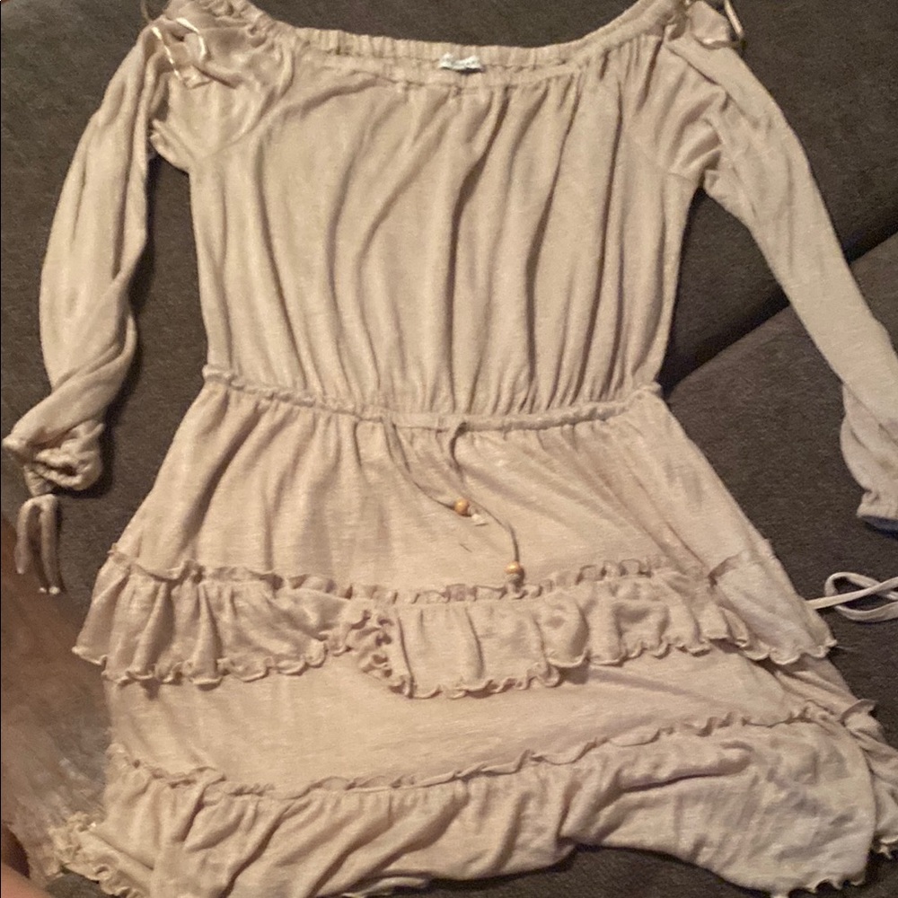 Crescent Cream Ruffled Off-Shoulder Sundress